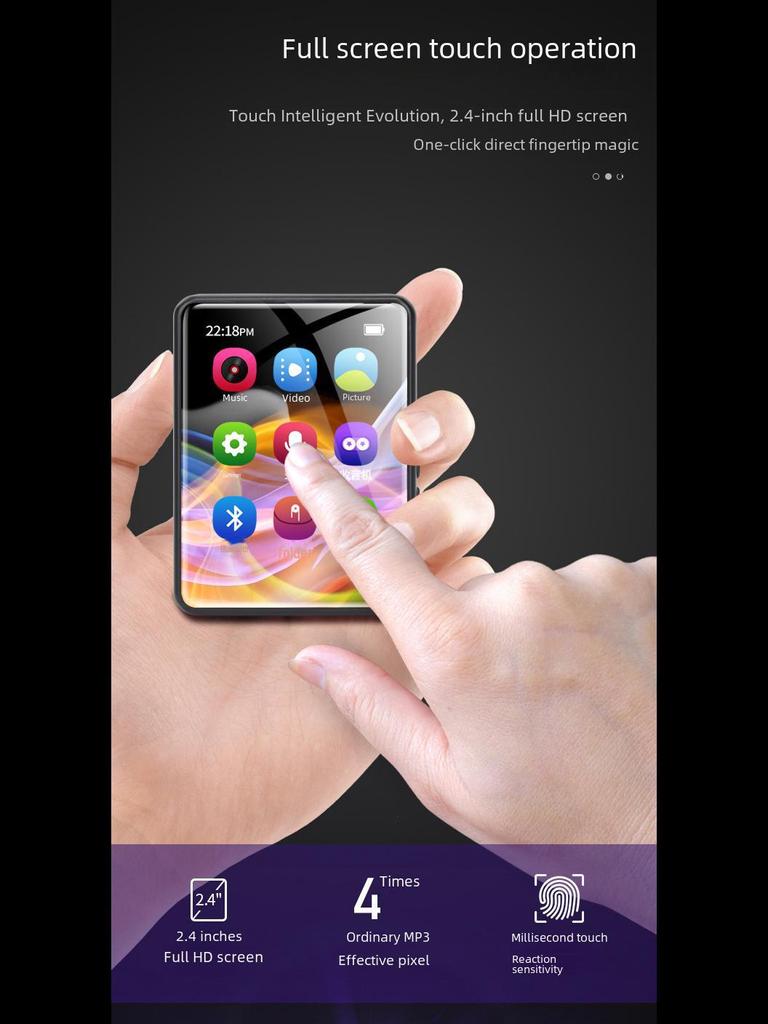 Полноэкранный Bluetooth MP4/MP3 портативный сенсорный музыкальный плеер для студентов