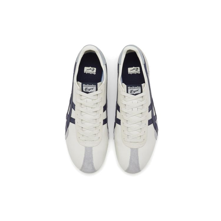 ONITSUKA TIGER Runspark Белый Кремовый Темно-синий Унисекс Низкие Кроссовки из Синтетической Кожи и Сетки Ретро Беговые Кроссовки 1183B480-103