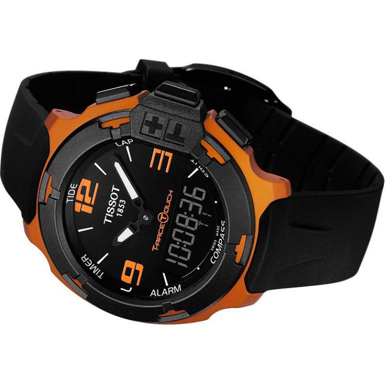Tissot Коллекция Race Кварцевый механизм Мужские часы Часы 42,15 мм Черный циферблат Алюминиевый корпус часов Ремешок из каучука T081.420.97.057.03