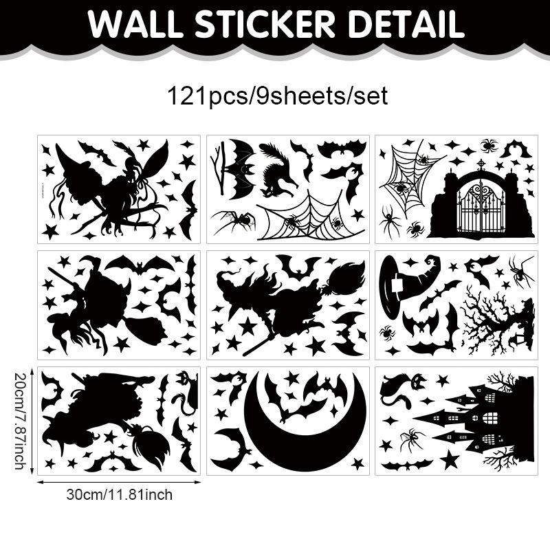 Halloween static sticker witch bat silhouette window sticker living room holiday glass window decoration pvc sticker