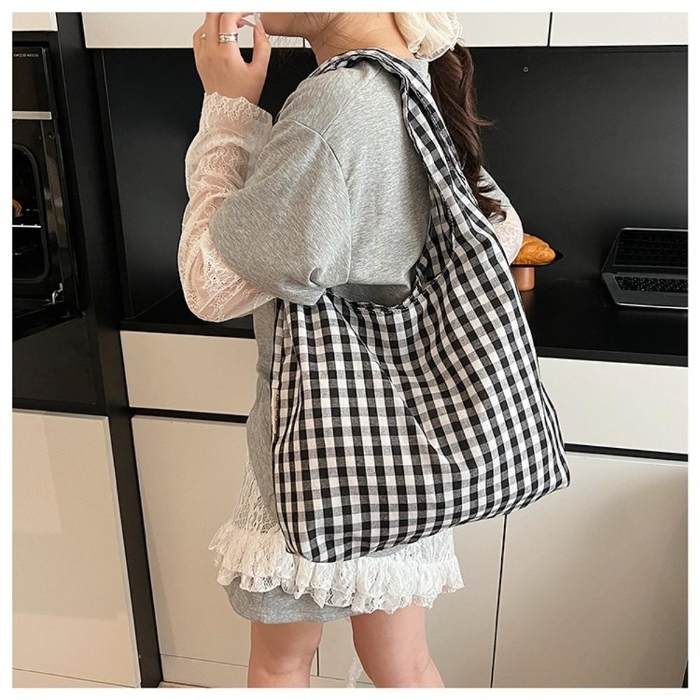 Korean Lightweight Plaid Underarm Bags Multifunctional Large Capacity Women's Handbag Single Shoulder Bag Women