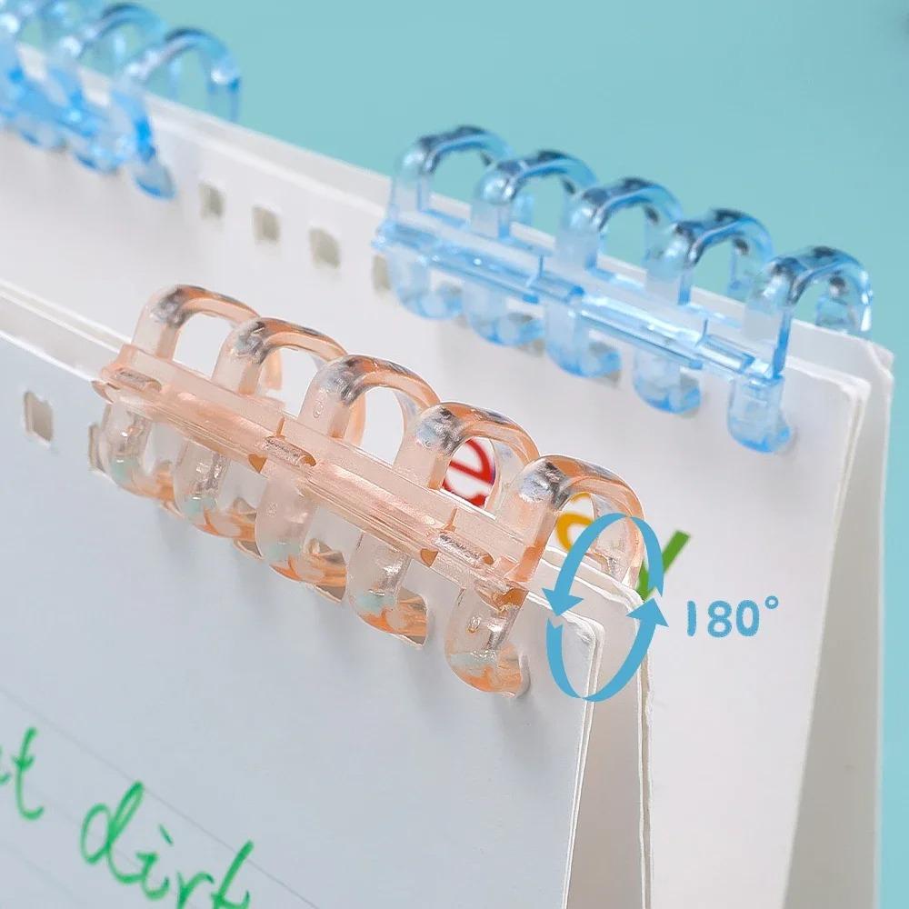 10pcs Stationery 5 Ring Plastic Loose Leaf Clip 5 Holes Spring Spiral Rings Binder School Supplies