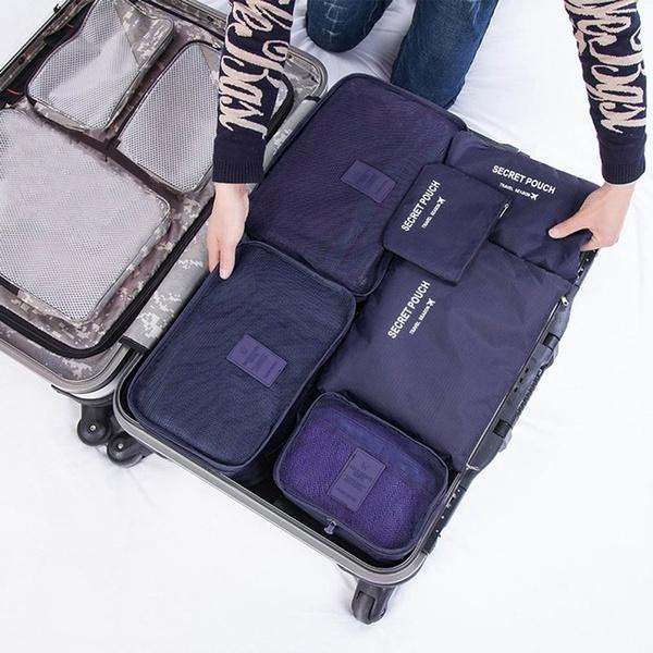 6 PCS Travel Storage Bag Set for Clothes Tidy Organizer Wardrobe Suitcase Pouch Travel Organizer Bag Case Shoes Packing Cube Bag