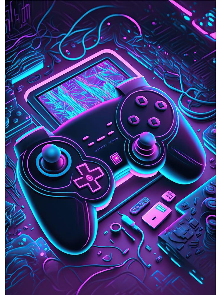 Неоновый красочный геймерский контроллер, крутой игровой настенный художественный холст, живопись, поп-арт, постеры и принты, декор для комнаты, подарок, Cuadros, без светодиода
