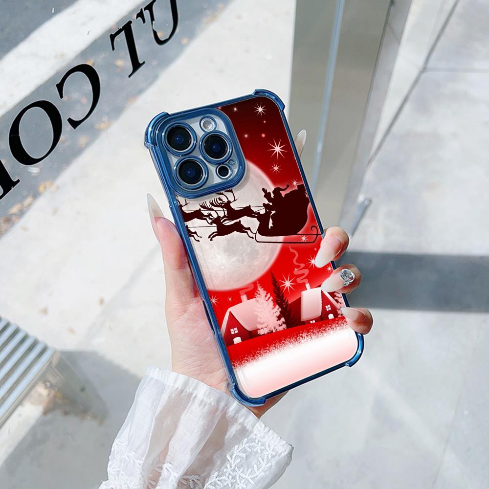 Чехлы для телефонов Ae112 Merry Christmas art из гальванизированного ТПУ для Xiaomi 11 Lite 5G Redmi Note 13 11 Pro 12C 9S 14C Huawei P40 с защитой на четыре угла