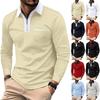 Men's Autumn Long Sleeve Polo Shirt Half Zip Slim Long Sleeve Lapel Men's T-shirt