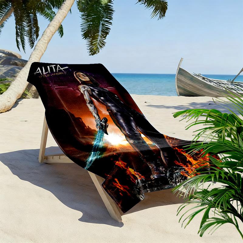 Alita: Battle Angel - Futuristic Warrior beach towel Outdoor camping Beach towel for vacation photos seaside Outdoor pool towel