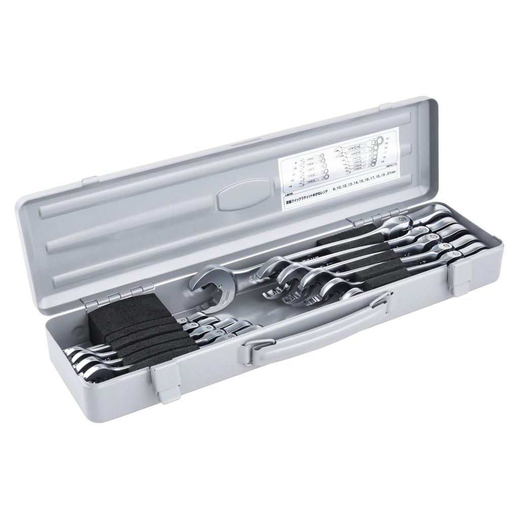 TONE Swing Quick Ratchet Box Wrench Set RMFQ110 11 Items Contents