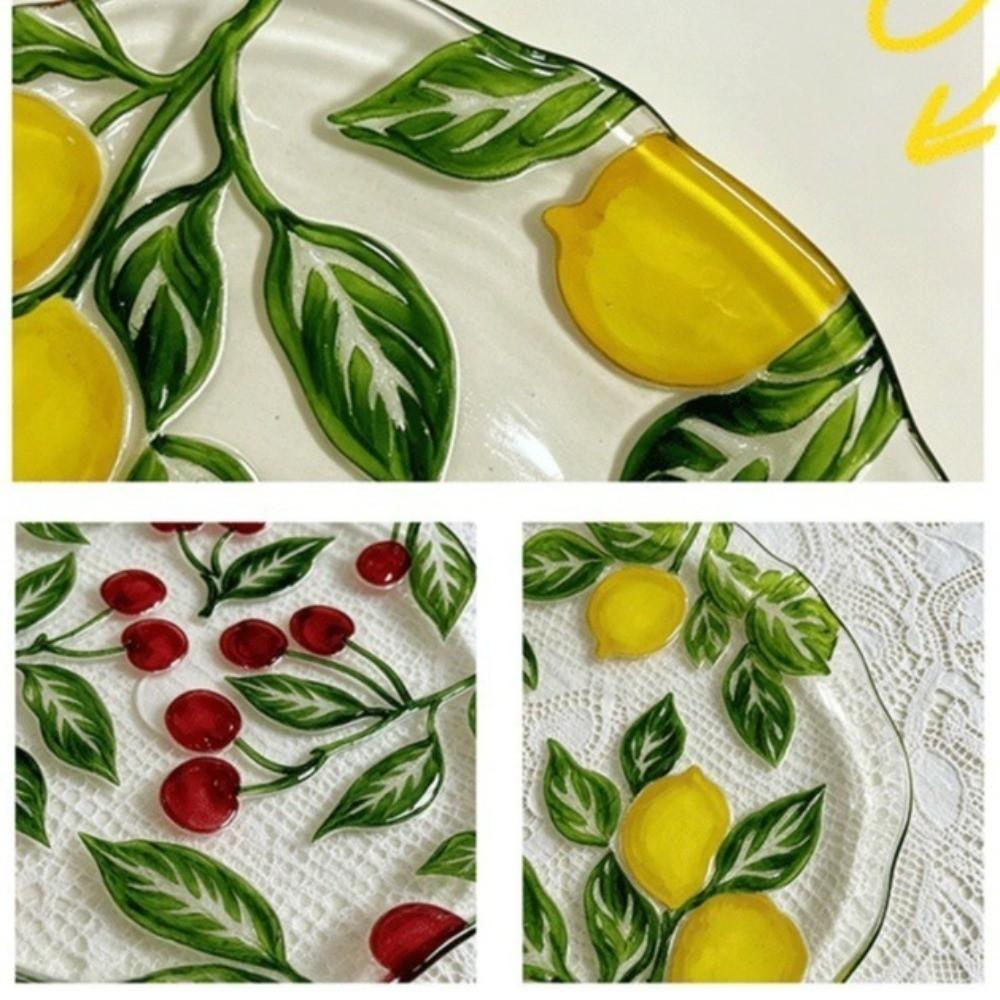 Safe Fruit Plate Lemon Pattern Dinner Plate Multi-purpose Shallow Plate Picnic