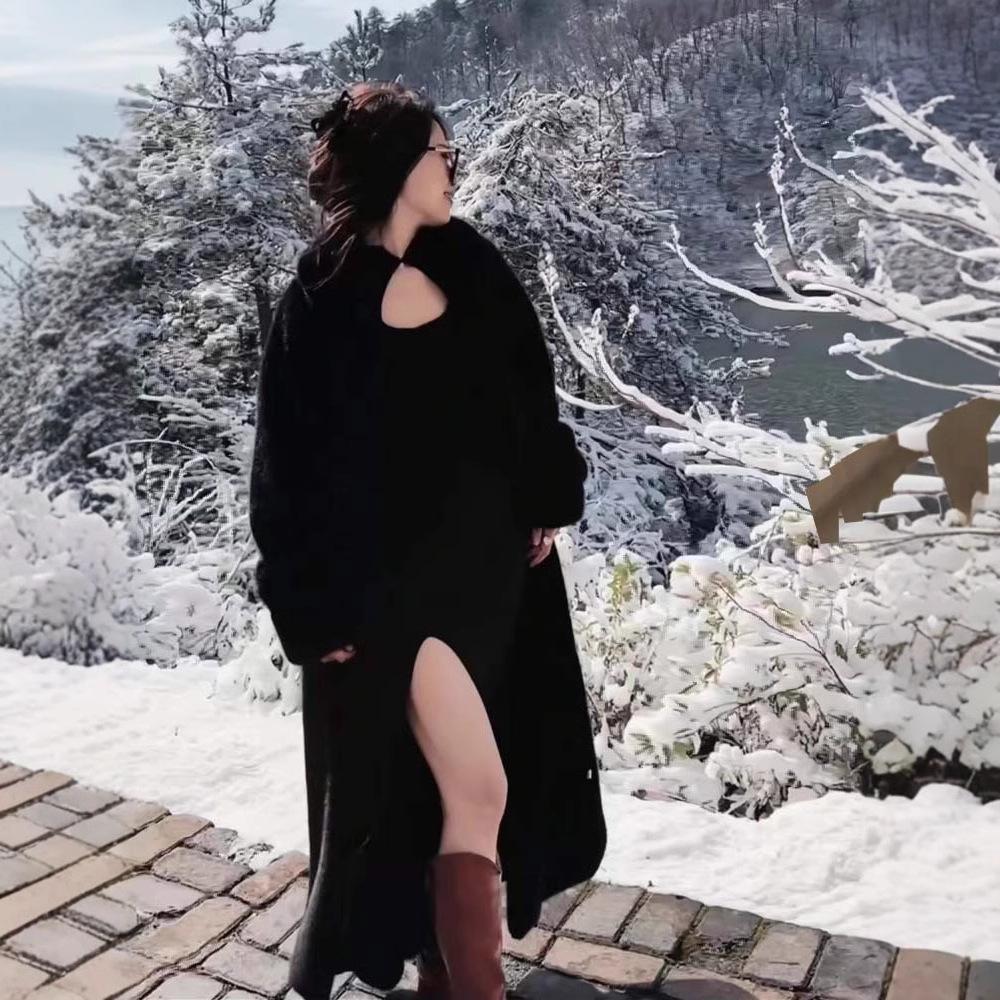 Меховая куртка женская зеленая фруктовый воротник норковая шуба 2024 зимняя меховая экологически чистая меховая утолщенная теплая плюшевая верхняя часть