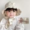 Кепка-солнце принцессы для девочек с цветочным принтом, французская ретро-шляпа для малышей от 1 до 3 лет, козырьки с большими полями, детские кепки-рыбаки со шнуровкой и цветочным узором