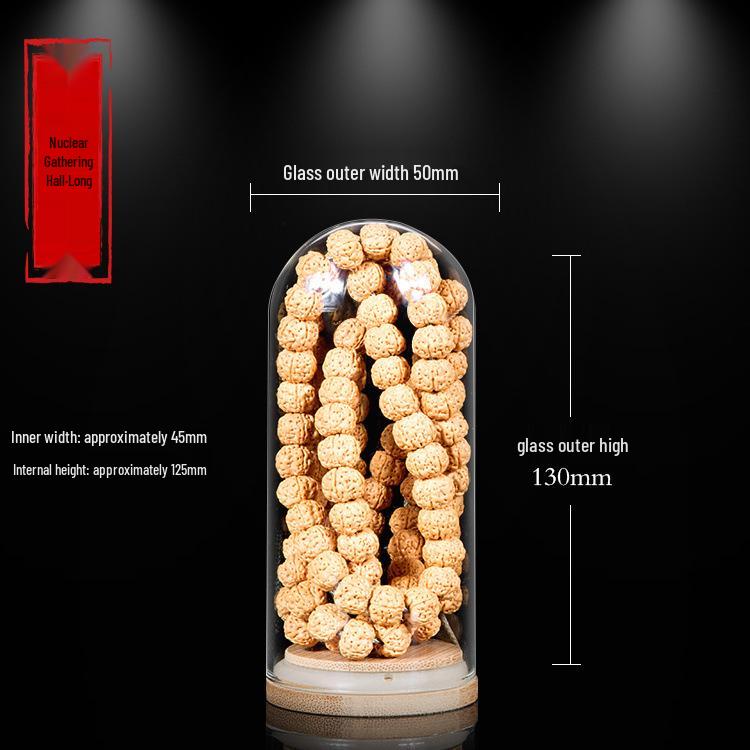 Дисплей для грецких орехов Вэньвань, тыквы и косточек оливы с бамбуковым основанием и стеклянным колпаком высокой прозрачности