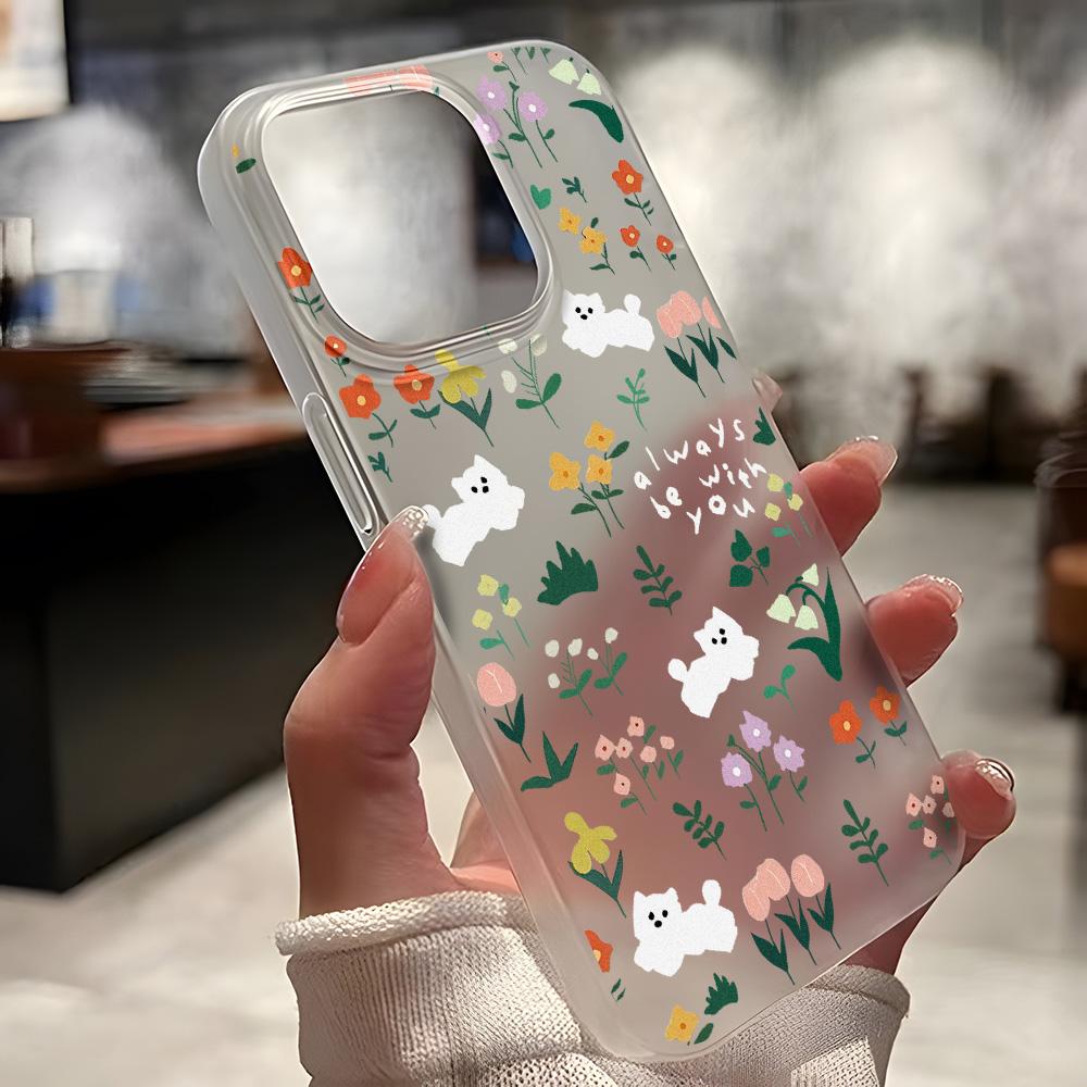 Чехлы для мобильных телефонов iPhone 11 13 15 Pro Max 12 14 Pro Max Чехол для iPhone 16 15 Plus 13 Pro 12 Матовая текстура с рисунком в виде мультяшных цветов