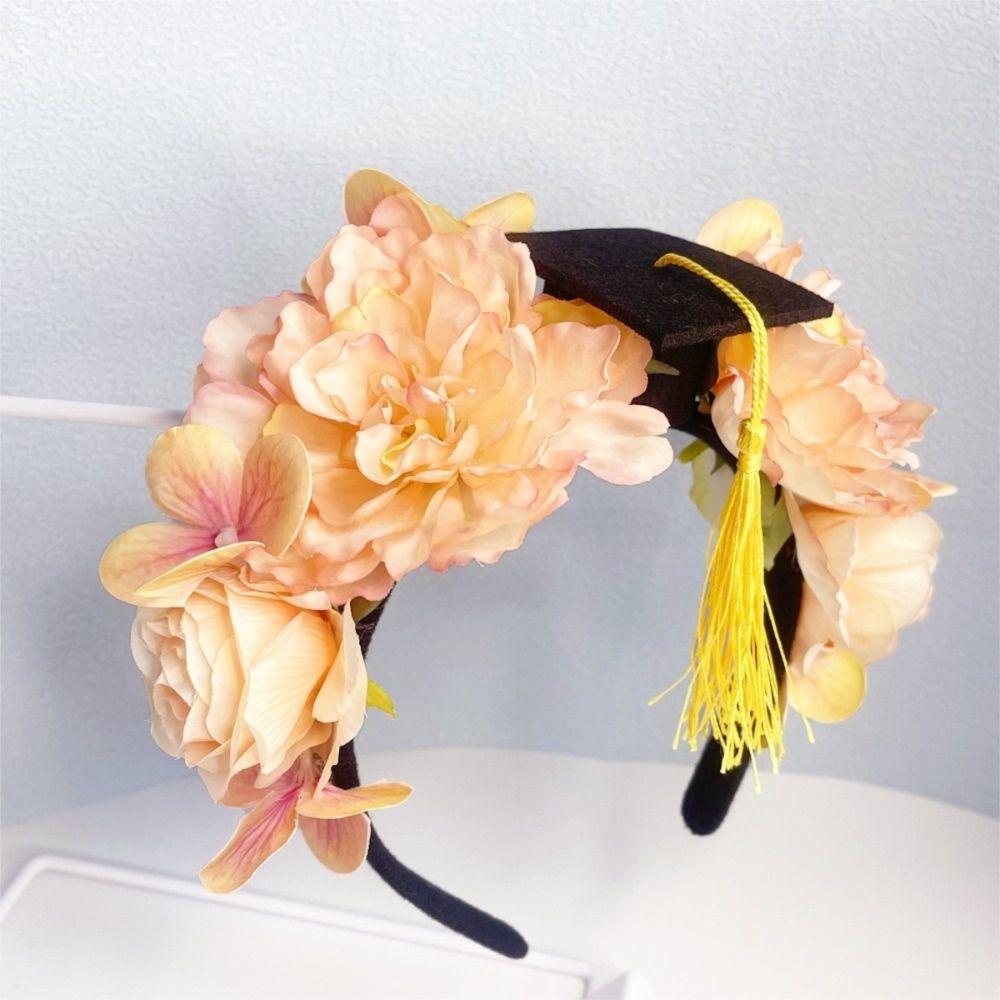 Doctor Flowers Hair Band Bachelor Academic Hat with Tassels Durable Mortar Board  College