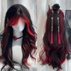 Synthetic Long Hair Wavy Red Mixed Black Wigs Party Cosplay Costume Halloween Wig Heat-Resistant Fiber Hair for Women 24 Inch Wig Accessorie