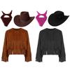 3Pcs Cowboy Costume for Kids Unisex, Fringe Vest Set with Hat & Bandana, Western Cowgirl Halloween Dress Up Outfit