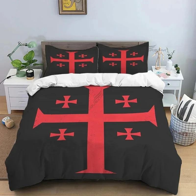 Medieval Knights Templar Comforter Bedding Set King Size Duvet Cover Quilt Pillowcase