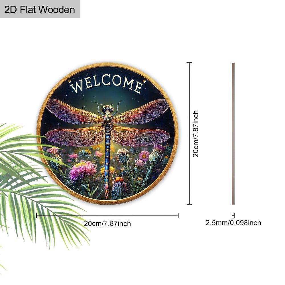 Garden Decoration, Wooden Hanging Decorative Signs, Dragonfly Patterns, 2D Graphic Products, Housewarming Gifts for Friends