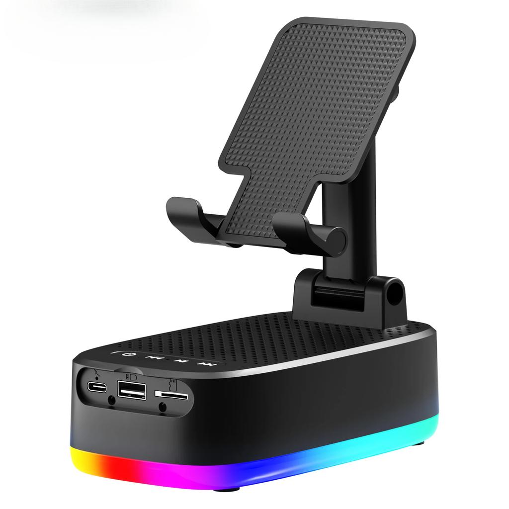 Multifunctional Phone holder wireless bluetooth speaker emergency power bank,USB charging, RGB lights, hands-free,support USB/TF player