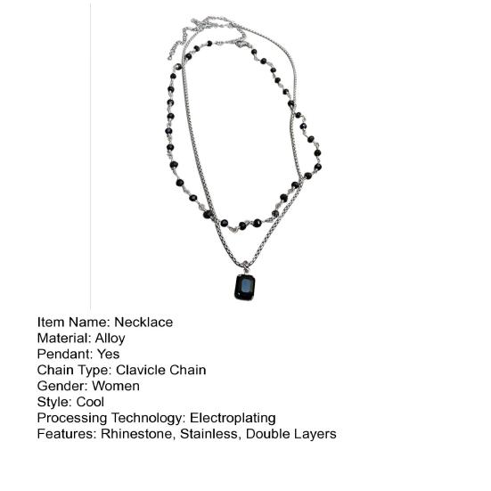 Двойные слои, черный декор со стразами, изысканные регулируемые легкие женские украшения на шею из нержавеющей стали, ювелирные изделия