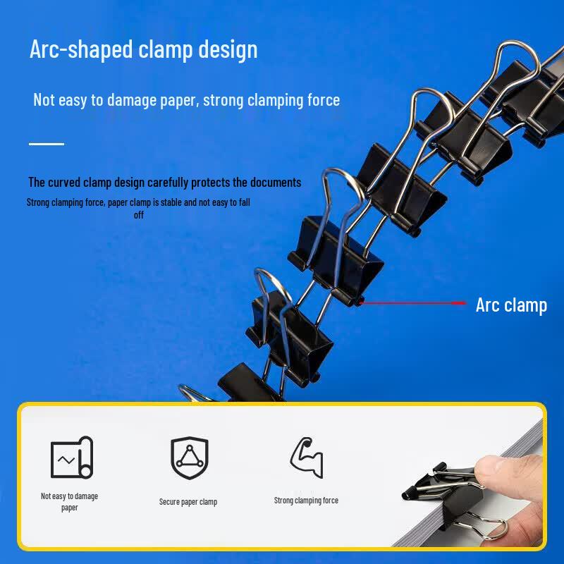 Deli 32mm Black Binder Clips, 48 Count