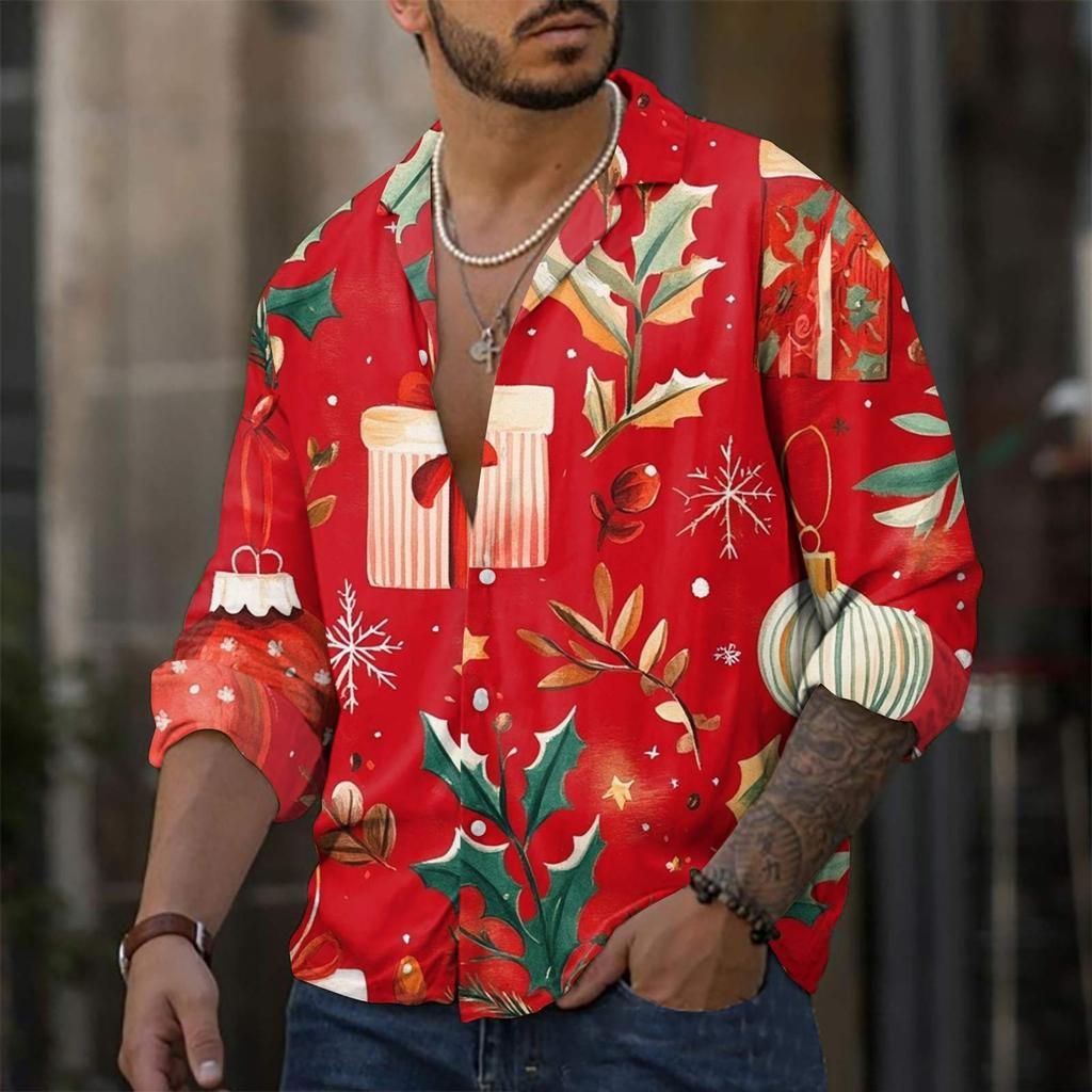 Men'S Casual Loose Fitting Long Sleeved Shirt Fashionable Lapel Shirt Top