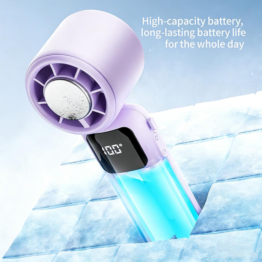 Ultra High Speed Portable Handheld Fan Semiconductor Ice Compress Cooling 100-Speed Stepless Rechargeable Mini Fan for Travel