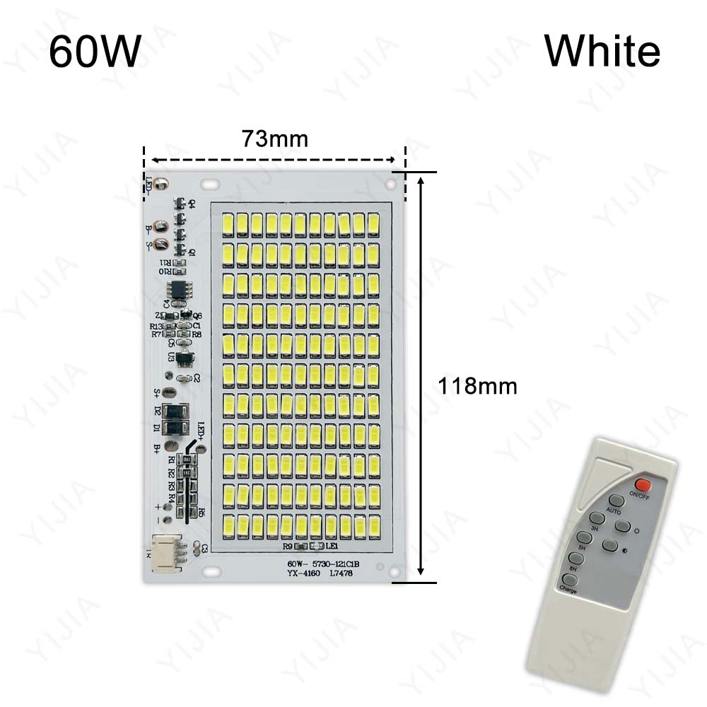 LED Light Board White 20W 40W 60W 100W 200W SMD 5730 Solar Light Source Panel For Outdoor Garden Lamp Remote Control Floodlight