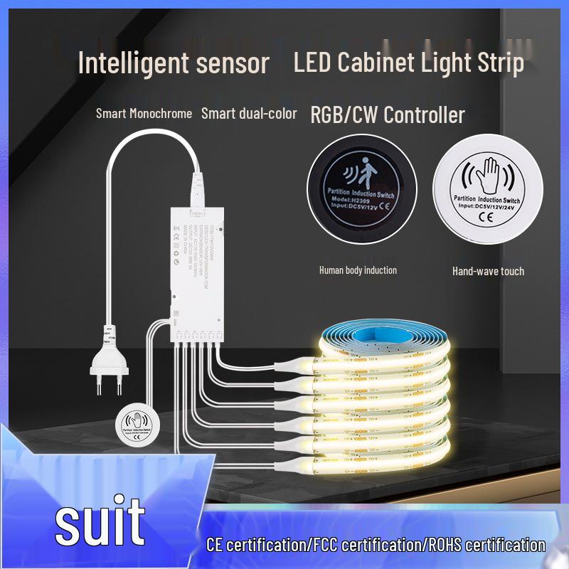 Smart Touch COB LED Strip with Hand Sweep Sensor for Cabinets