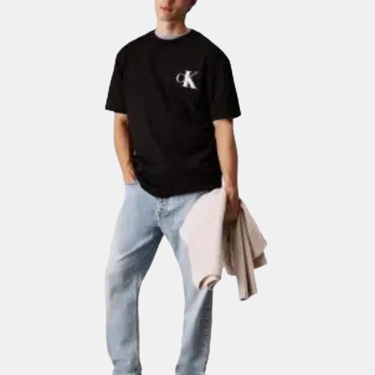 Calvin Klein Повседневная футболка с надписью, удобная, свободного кроя, с круглым вырезом и короткими рукавами, мужская, черная J30J327475-BEH