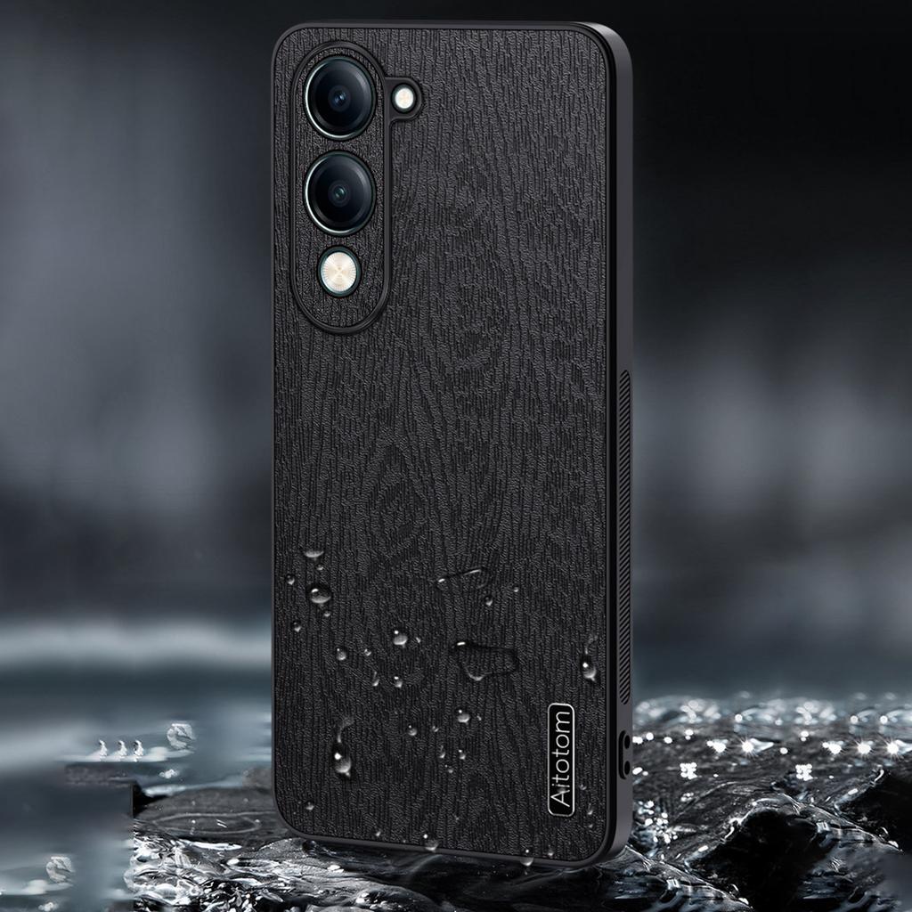 Для vivo Y04 4G Чехол Текстура дерева Покрытый ПУ кожей ПК ТПУ Чехол для телефона