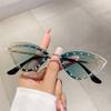 Multicolor Cat Eye Sunglasses Gradient Rhinestones Eyewear Vintage Rimless Shades  for Women & Men