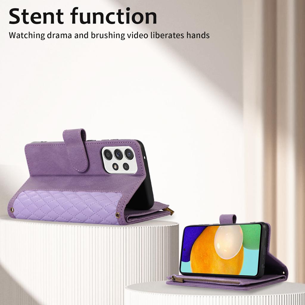 Подходит для Samsung A52 5G Алмазная сумка-кроссбоди для карт Кожаный чехол Кошелек на молнии Откидной кожаный чехол Женская сумка через плечо A32 5G