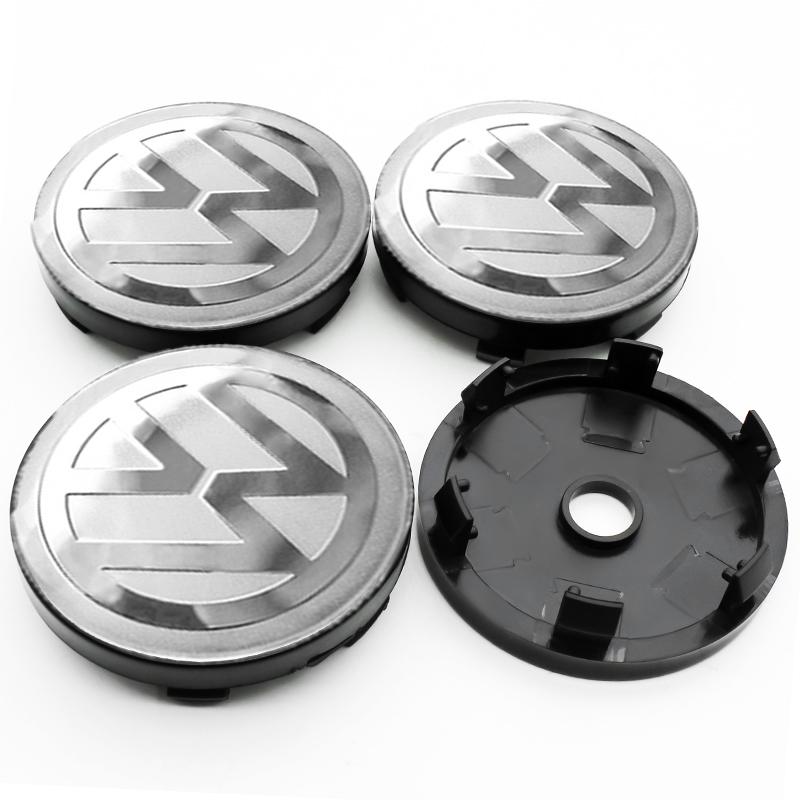 VW 4Pcs 56mm 60mm Car Wheel Center Hub Cap Cover Emblem Stickers For Volkswagen VW GTI Polo Golf Passat Tiguan Arteon Touareg Caddy