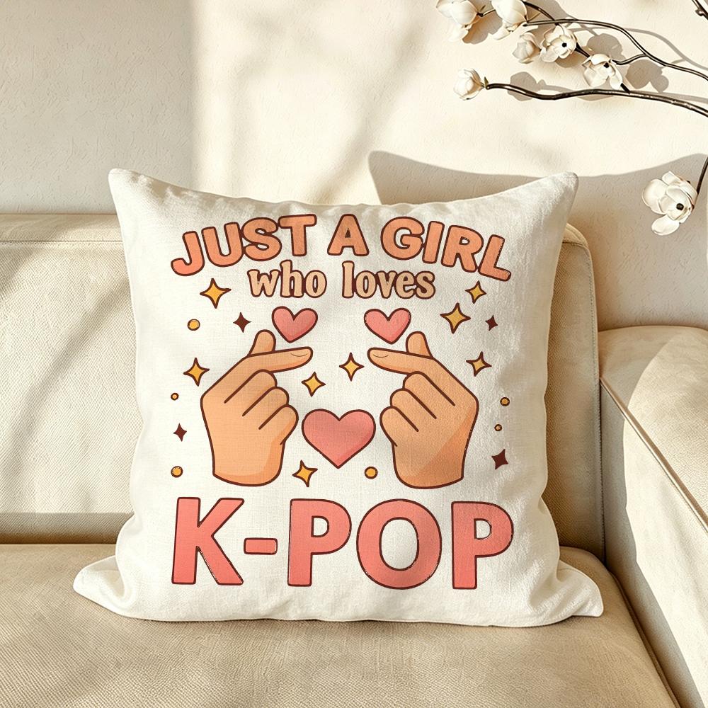 Trend ii llove kkpop Cushion Cover Pillow Case Antidustmite Pillowcase Silky Short Plush Sofa Cushion Cover hot