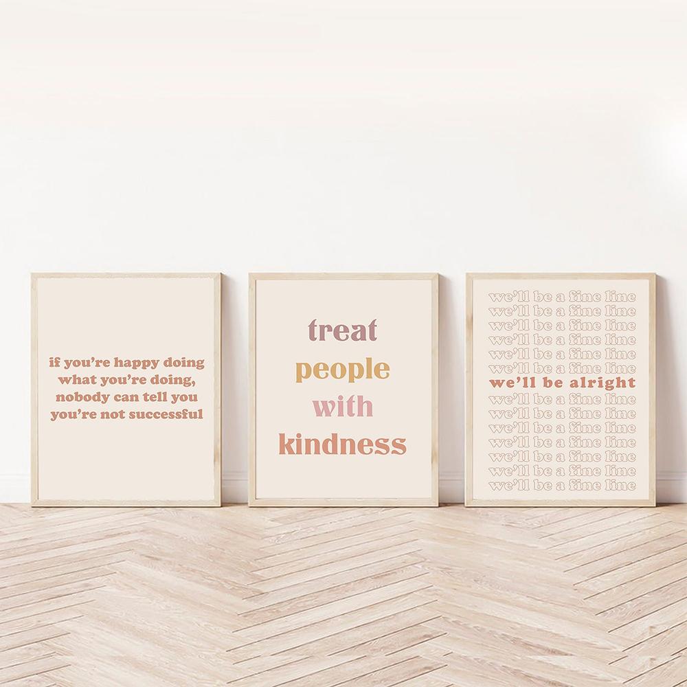 Inspirational Posters Treat People with Kindness Canvas Painting Style Lyrics Friend Gift Prints Nordic Wall Art Pictures Decor