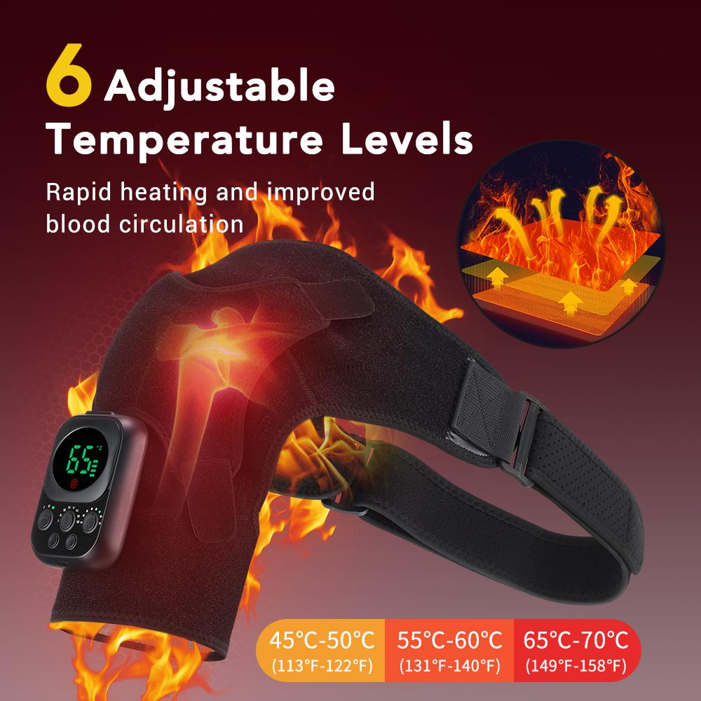 Heated Shoulder Brace Adjustable Heating Shoulder Pad Unisex Heat Therapy Shoulder Massager Wrap for Frozen Shoulder Pain Relief