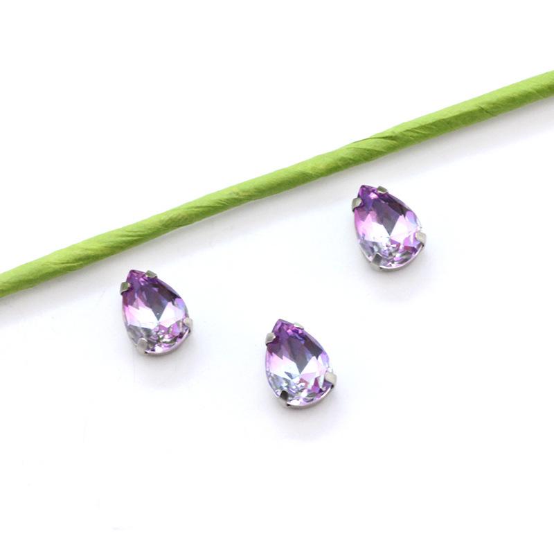 Серебряный коготь Капля Турмалин Бриллиант Градиентный драгоценный камень для DIY ювелирных изделий, обуви, сумок - 10x14 мм Кристальный камень.