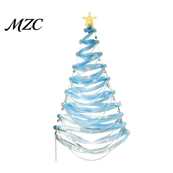 DIY Christmas Tree with Lights Lighted Decor Kit, Hanging Fabric Ornament Set Modern Party Supplies for Window Wall, Handmade Holiday Craft