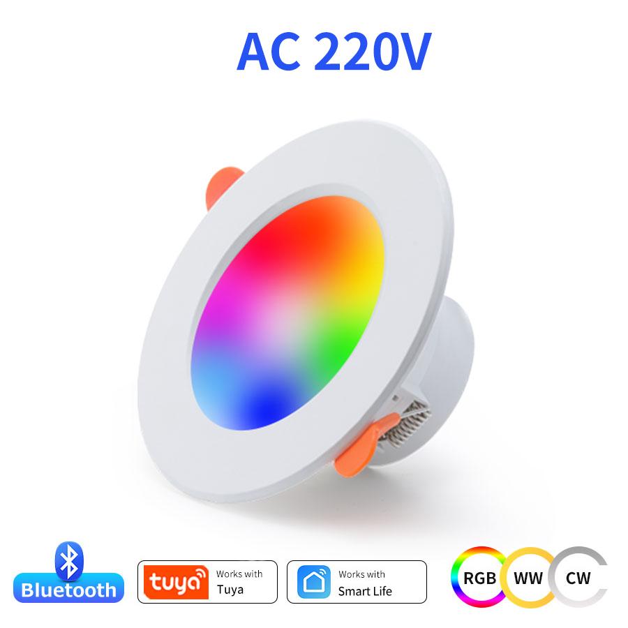 AC 85-265V 220V 10W Умный Bluetooth Даунлайт Диммируемый RGBCW Потолочный Светодиодный Даунлайт Управление через Приложение Smart Life Декор Гостиной
