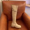 ! Обувь Зимние Сапоги для Спасения Жизни Круглый Носок Пряжка-Ремень Застежка-Кнопка Толстый Каблук Сапоги Выше Колена Женские