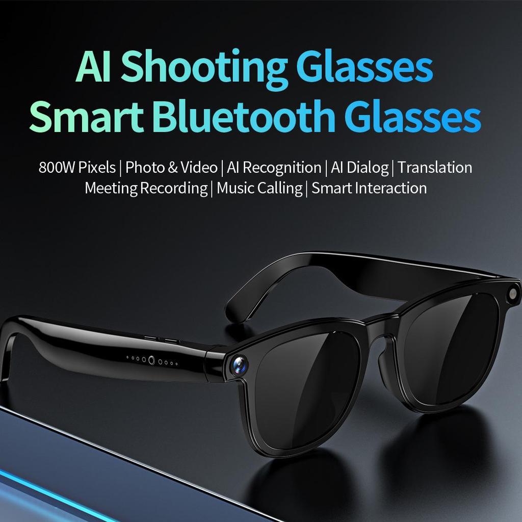 CY01 Smart Glasses: 800W Pixel Camera, AI Translation, Video/Meeting Recording, Object Recognition, Calls, Bluetooth Connectivity.