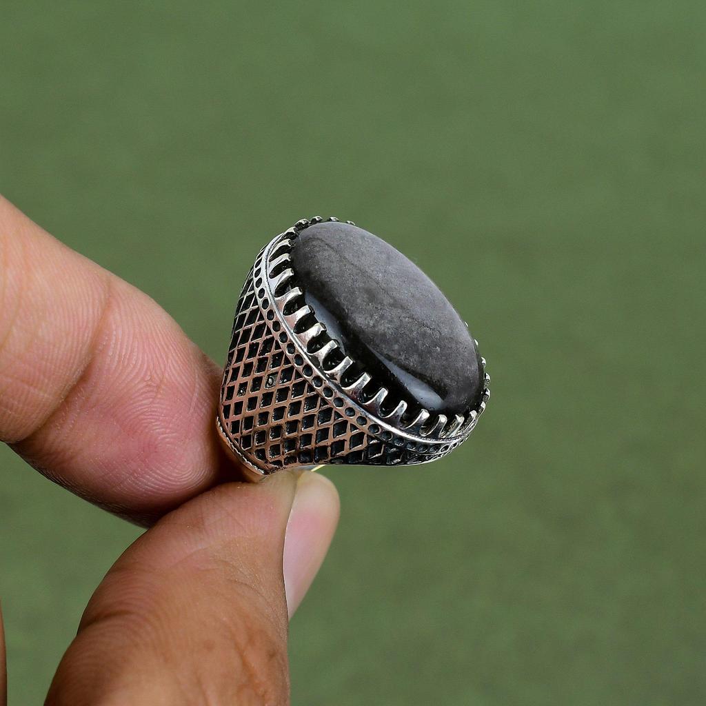Silver Sheen Obsidian Ring 925 Sterling Silver Ring Handmade Jewelry Gemstone Ring Unique Ring For Her Gifts For Wife Available In Ring Size