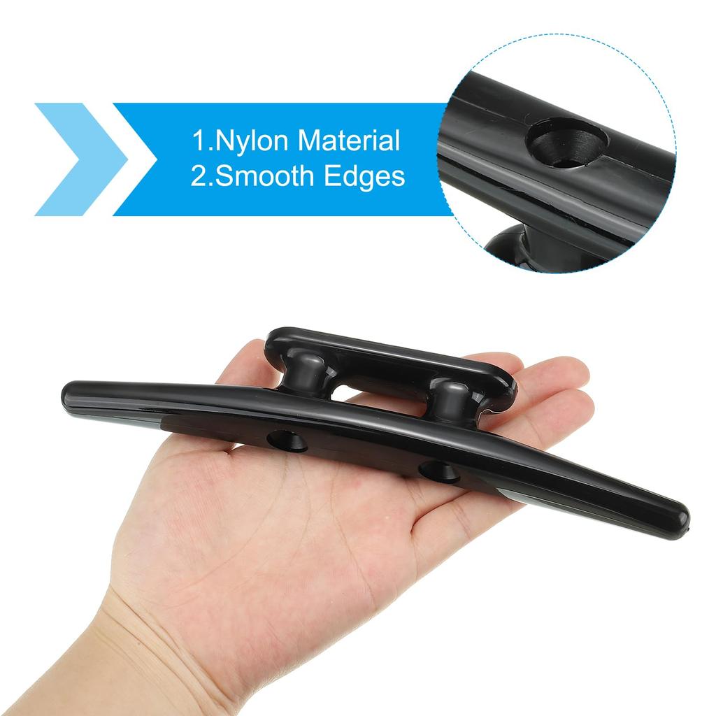 PATIKIL 202mm Nylon Boat Dock Cleat Kayak Small Rope Tie Cleat Dock Marine Deck Boat Canoe Kayak Decoration Black