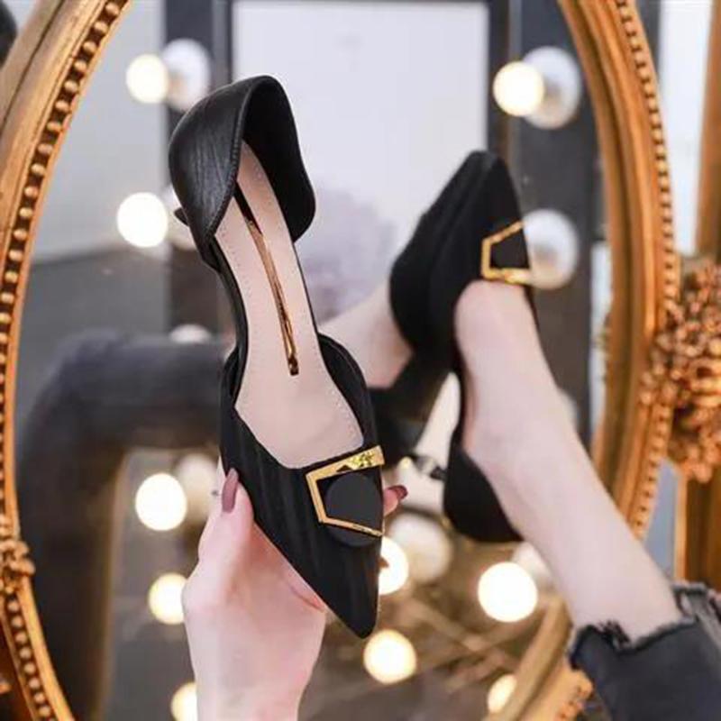 Ladies Elegant Single Shoes All-match Pointed High Heels Women Stiletto 5cm Sandals Women's Soft Leather High Heels