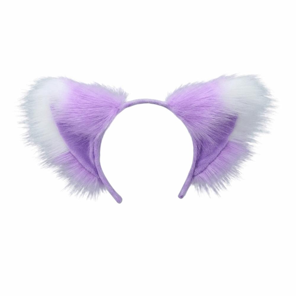 Fluffy Realistic Texture Faux Fur Cat Ears Flexible Animal Headband Anime Cosplay