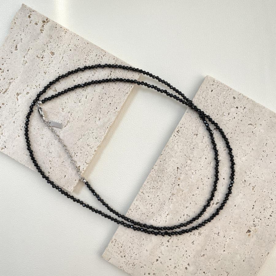 Женское колье из стерлингового серебра 925 пробы с двойным слоем и черными кристаллами - изысканная высокая мода