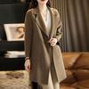 Двустороннее шерстяное пальто женское средней длины новое осенне-зимнее высококачественное свободное шерстяное пальто