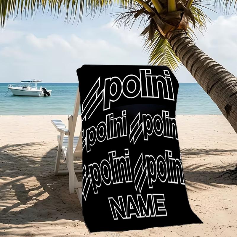 Customizable personalized beach towels Polini logo themed designs.Suitable for the beach, yoga, sports;ideal as beach accessories