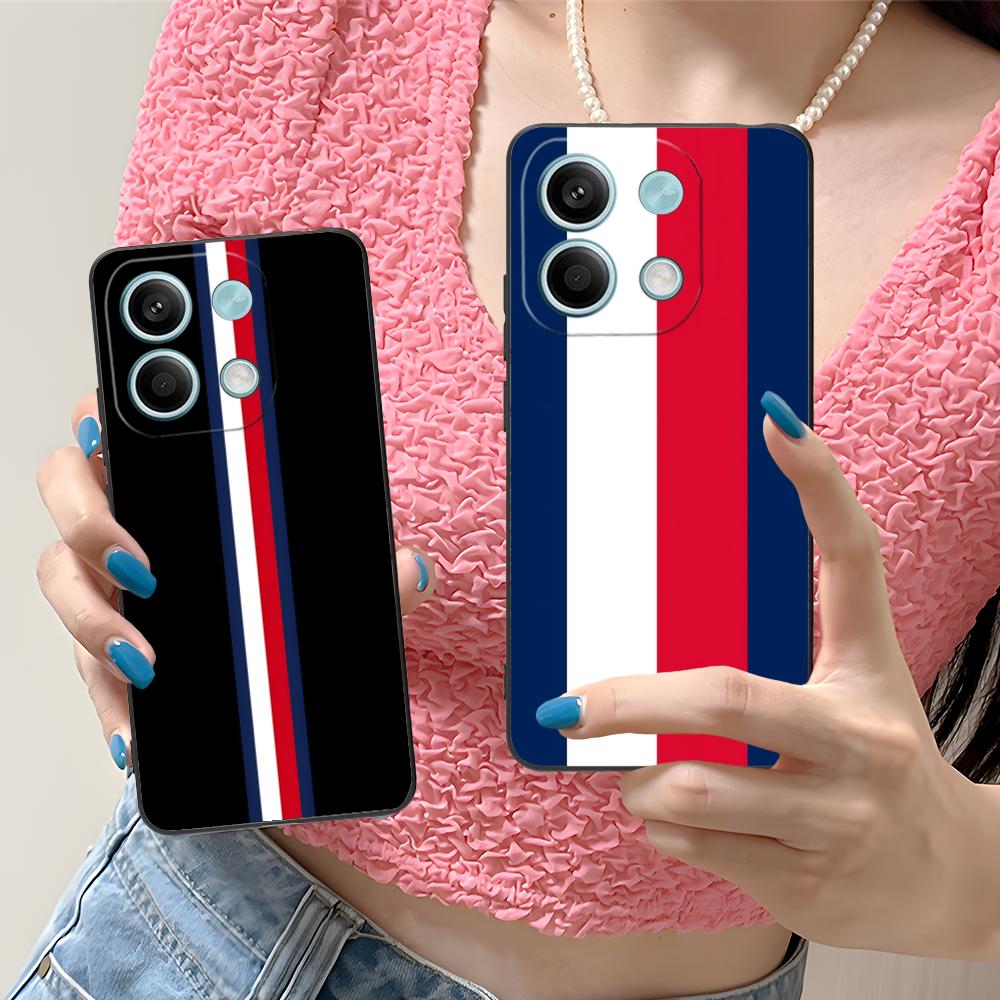 Red Blue Stripe Mobile Phone Case for Xiaomi Redmi 15 14 13 12 A5 3 2 1 C Plus 4G 5G Colorful Printing Cover Pretty Luxury